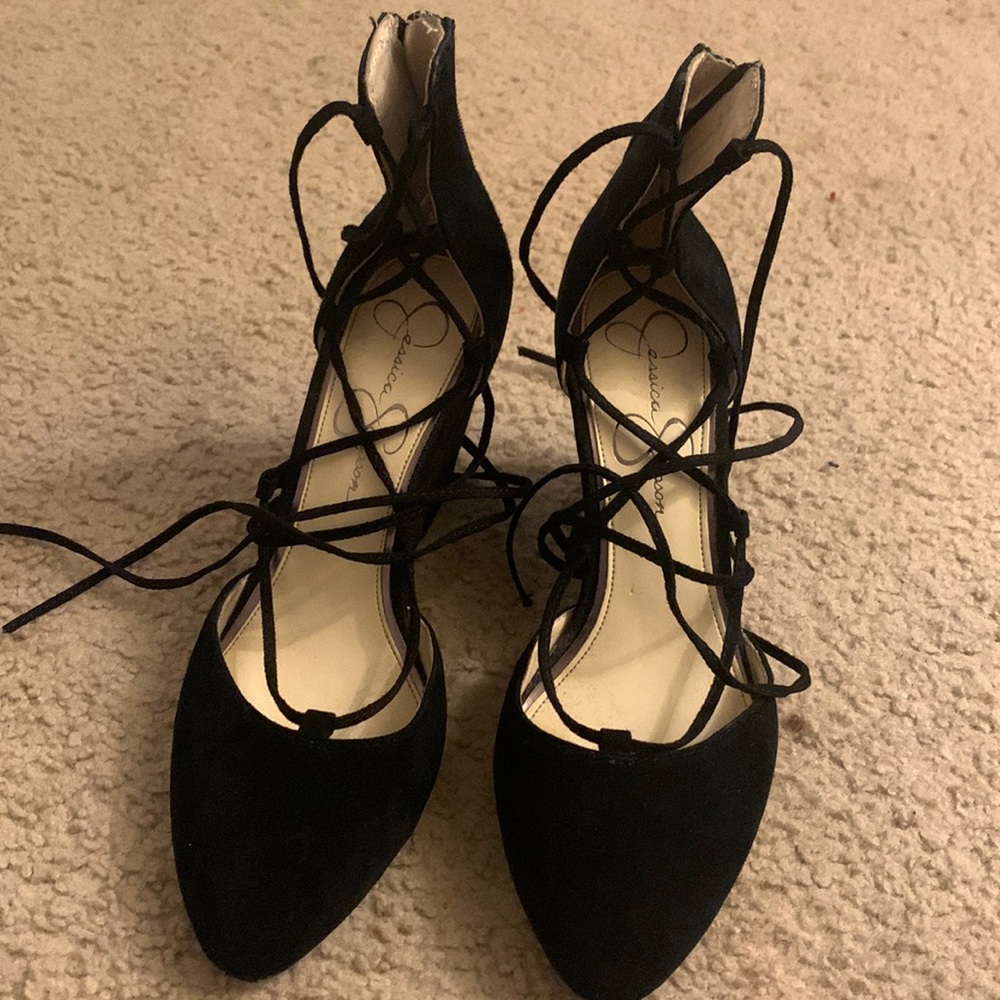 Black wedge heels